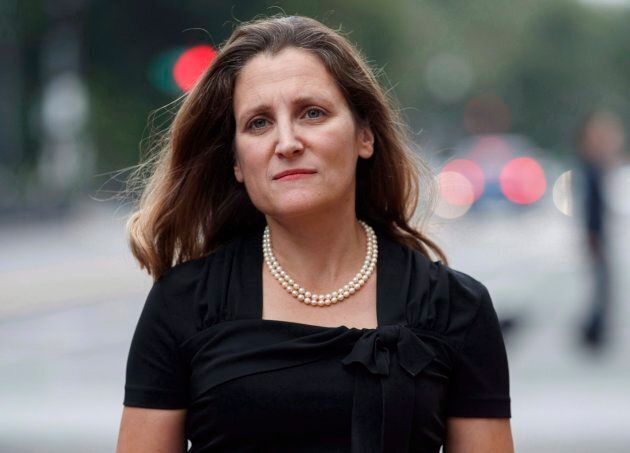Chrystia Freeland arrives at the Office Of The United States Trade Representative on Sept. 11, 2018.