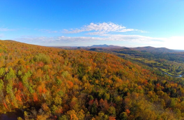 Fall colors in on a hill in the Mount Foster Nature Reserve in Quebec. is shown in this undated handout photo.