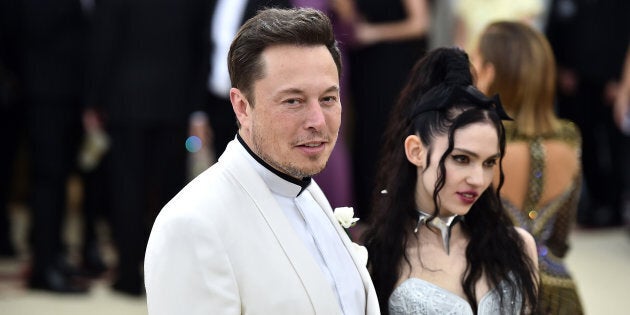 Elon Musk and Grimes attend the Heavenly Bodies: Fashion & The Catholic Imagination Costume Institute Gala at The Metropolitan Museum of Art on May 7, 2018 in New York City.