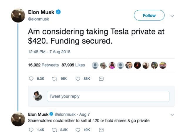 Elon Musk Is Being Sued By U S Stock Regulator Over Joke He Made To Impress Grimes Huffpost Canada Business