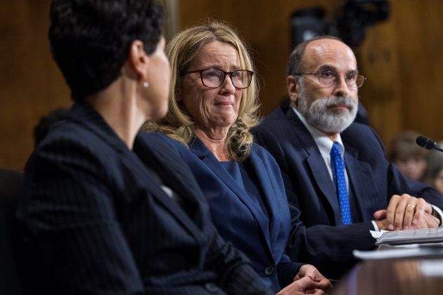 Dr. Christine Blasey Ford, flanked by attorneys Debra Katz and Michael Bromwich, during the hearing on the nomination of Brett M. Kavanaugh to U.S. Supreme Court in Washington, DC on Sept. 27, 2018.