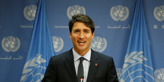 Prime Minister Justin Trudeau speaks during a news conference after addressing the 72nd United Nations General Assembly in New York City on Sept. 21, 2017.