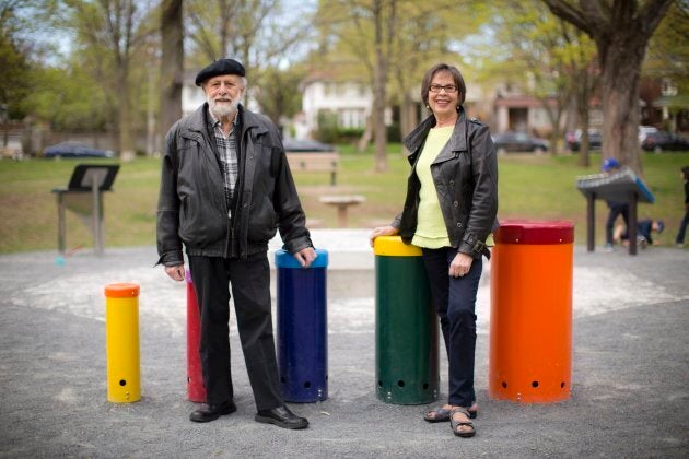 Sharon and Bram at June Rowlands Park in Toronto, which was named after the famous children's music trio Sharon, Lois and Bram.