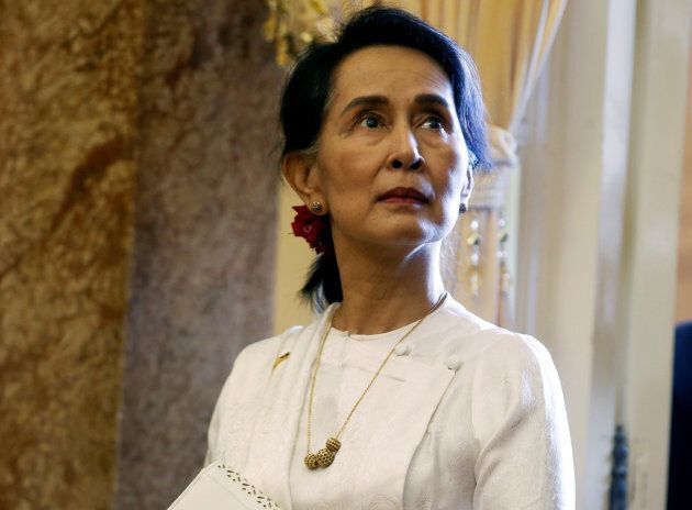 Myanmar's State Counsellor Aung San Suu Kyi is seen at the Presidential Palace during the World Economic Forum on ASEAN in Hanoi, Vietnam Sept. 13, 2018.