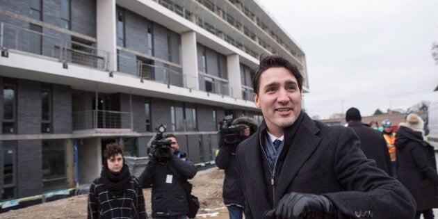 Prime Minister Justin Trudeau visits a housing development in Toronto's Lawrence Heights neighbourhood ahead of a policy announcement on Nov. 22, 2017.