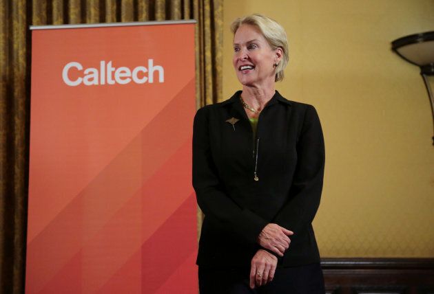 Frances Arnold, winner of the 2018 Nobel Prize in Chemistry, attends a news conference at California Institute of Technology in Pasadena, California, U.S., Oct. 3, 2018.