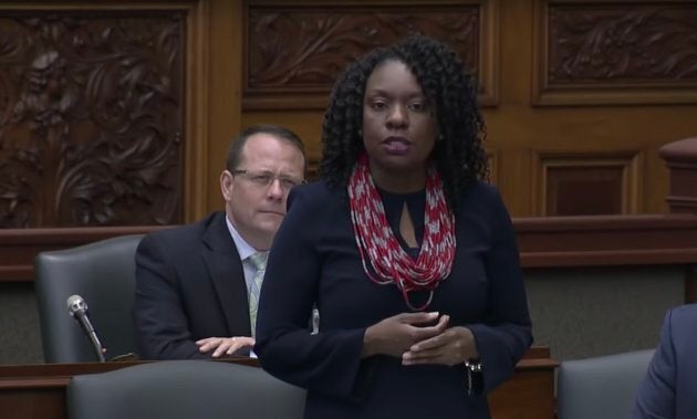 Liberal MPP Mitzie Hunter speaks during question period at Queen's Park in Toronto on Thursday.