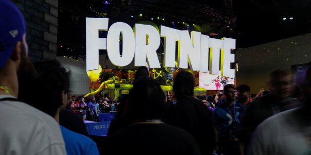 The Fortnite booth is shown at E3, the world's largest video game industry convention in Los Angeles on June 12, 2018.