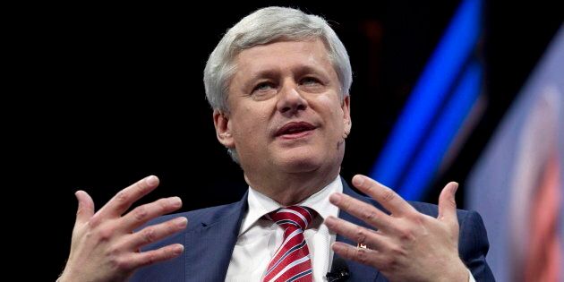 Former Prime Minister of Canada Stephen Harper speaks at the 2017 American Israel Public Affairs Committee (AIPAC) policy conference in Washington on March 26, 2017.