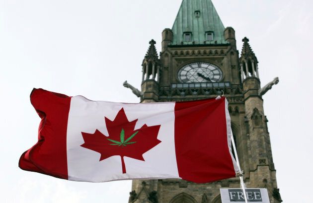 A protest for the legalization of marijuana on Parliament Hill in Ottawa on April 20, 2012.