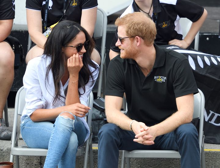 Meghan Markle and Prince Harry attend the Wheelchair Tennis on day 3 of the Invictus Games Toronto 2017 at Nathan Philips Square on September 25, 2017 in Toronto, Canada.