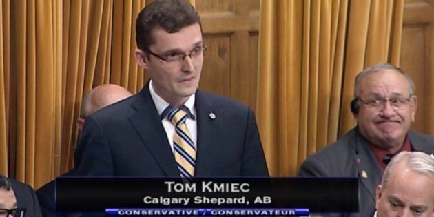 Conservative MP Tom Kmiec is shown in the House of Commons on Oct. 15, 2018.
