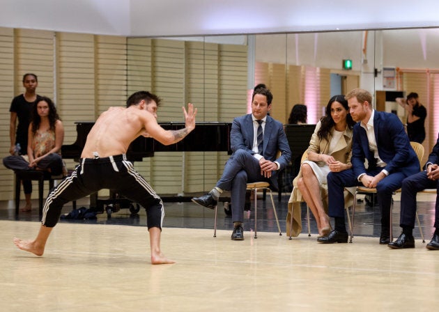 Prince Harry and Meghan watch a rehearsal of Spirit 2018.