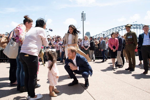 The duke and duchess greet the public at the Sydney Opera House.