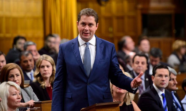 Conservative Leader Andrew Scheer stands during question period in the House of Commons on Parliament Hill in Ottawa on Oct. 1, 2018.