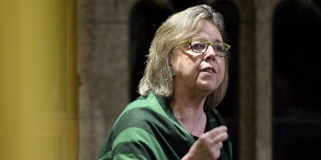 Green Party leader Elizabeth May speaks in the House of Commons on March 2, 2018.