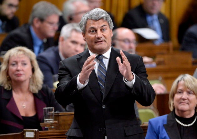 Conservative MP Gerard Deltell rises during question period in the House of Commons in Ottawa on Oct. 2, 2018.