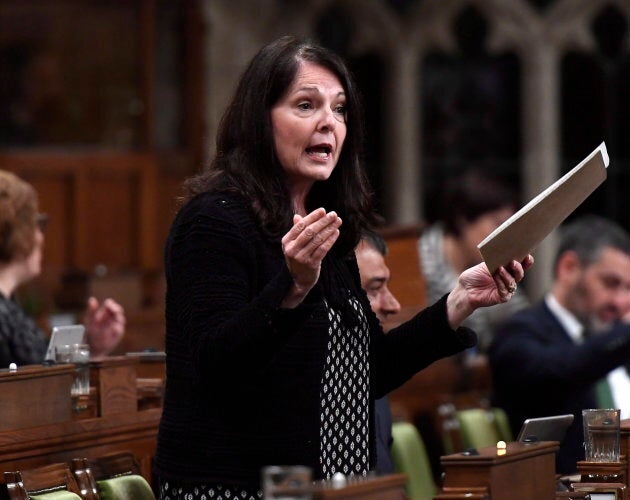 Conservative MP Cathay Wagantall asks a question during question period in the House of Commons in Ottawa on May 4, 2018.