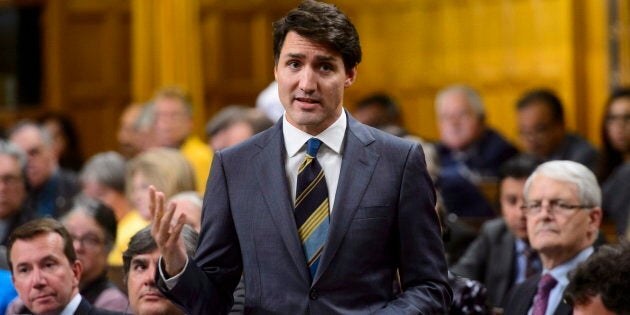 Prime Minsiter Justin Trudeau speaks in the House of Commons on Oct. 17, 2018.