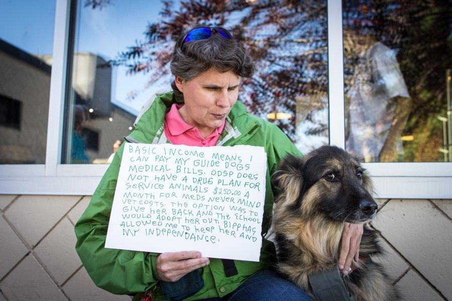 "Basic income means I can pay my guide dog's medical bills."