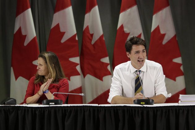 Minister of Foreign Affairs Chrystia Freeland, left, and Prime Minister Justin Trudeau, right.