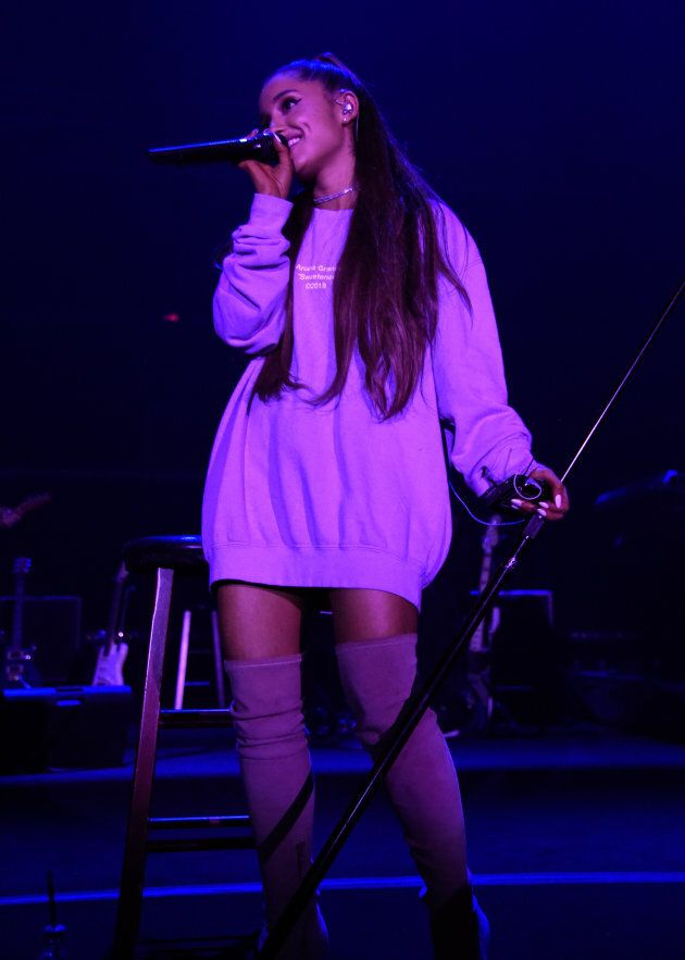 Ariana Grande performing at the Ace Hotel on August 25, 2018 in Los Angeles, California.