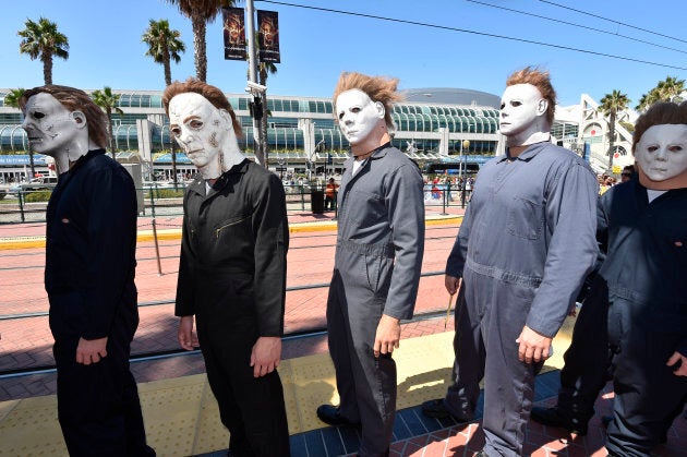 People dressed as Michael Myers from the "Halloween" films at the 2014 Comic-Con International Convention in San Diego.