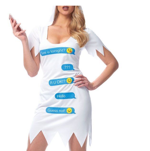 Party City's "Ghosting" Halloween costume, which is only available for women.