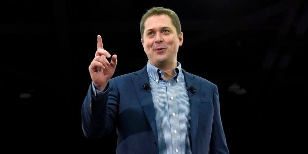 Conservative leader Andrew Scheer speaks to supporters at a pre-election event at the Shaw Centre in Ottawa on Oct. 21, 2018.