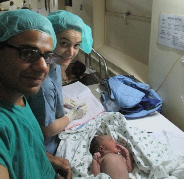 Christina Hassan, alongside husband and FullSoul co-founder Hyder, helps out at the Mulago National Referral Hospital in 2017.