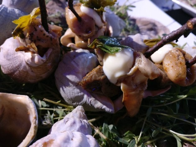 Barbecued snails from The Restaurant at Pearl Morissette, on offer during Air Canada's Best New Restaurants announcement in Toronto on Thursday.