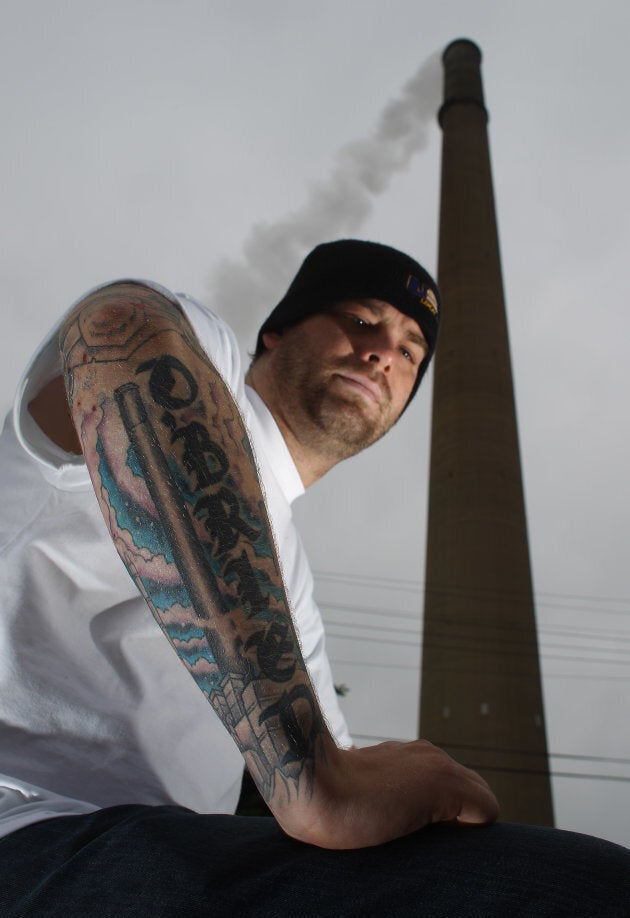 Third-generation miner, Mickey O'Brien has the Superstack and the Copper Cliff smelter tattooed on his forearm.