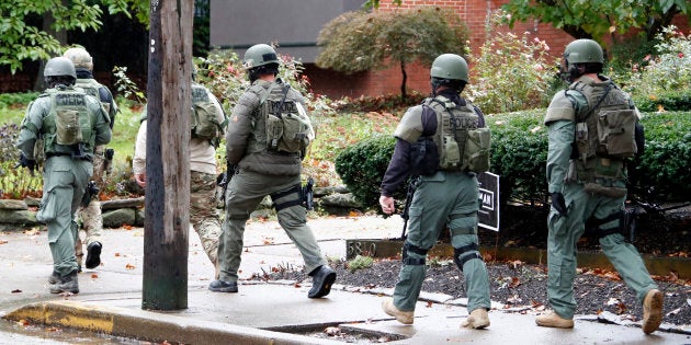 A SWAT team arrives at the Tree of Life Synagogue where a shooter opened fire injuring multiple people.