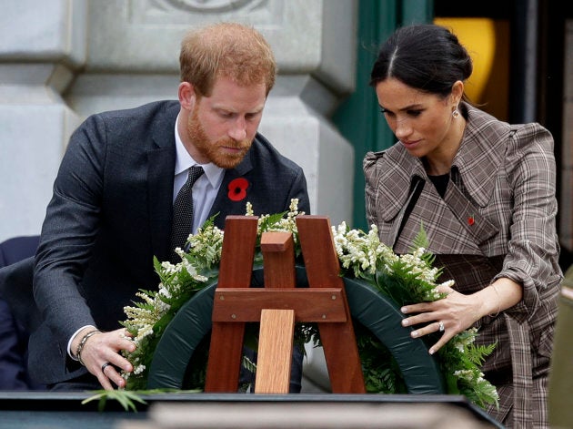 Harry and Meghan at Pukeahu National War Memorial Park on Sunday.