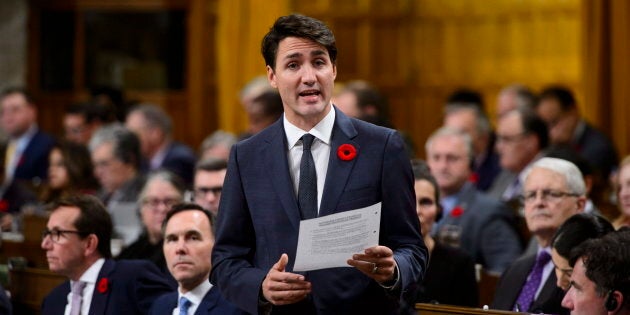 Prime Minister Justin Trudeau stands during question period in the House of Commons on Parliament Hill in Ottawa on Oct. 29, 2018.