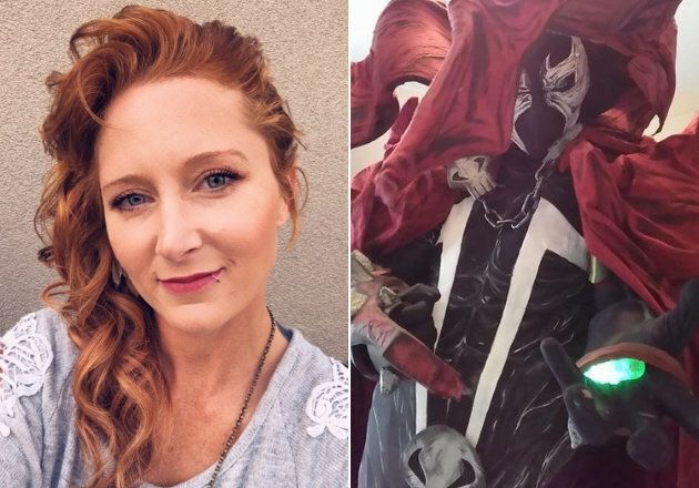 Barber Katie Nagy (l) has created some elaborate cosplay in the past, like this Spawn costume, but the Batmobile is her most elaborate creation yet.