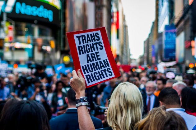 Protests took place in New York after a series of tweets by President Donald Trump, which proposed to ban transgender people from military service.