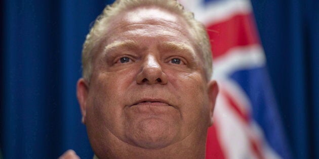 Ontario Premier Doug Ford speaks during an event in Saskatoon on Oct. 4, 2018.