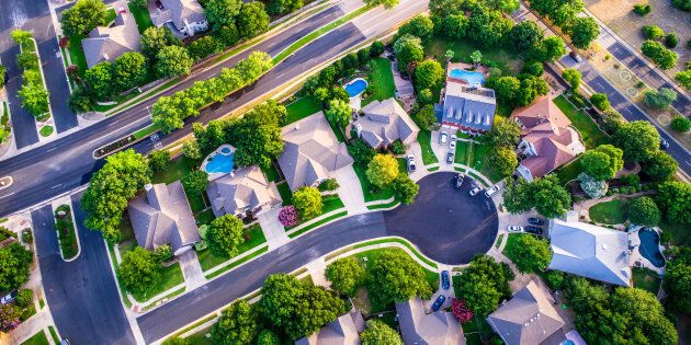 An aerial view of homes in a suburban development. A new survey for realtor Sotheby's finds the vast majority of young urban families prefer detached homes to higher-density forms of housing.