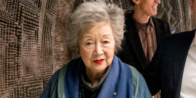 Former Governor General of Canada Adrienne Clarkson leaves a Jan. 25, 2018 press conference.