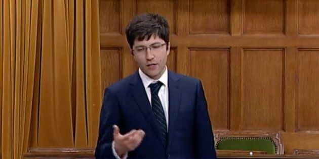 Conservative MP Garnett Genuis speaks in the House of Commons on Oct. 29, 2018.