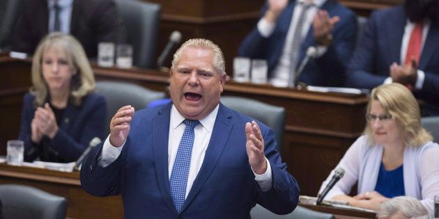 Ontario Premier Doug Ford speaks in question period at Queen's Park in Toronto, Ont. on Sept. 17, 2018.