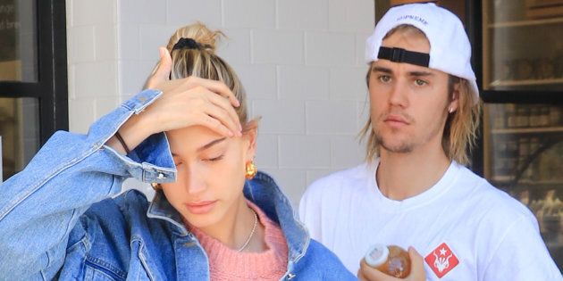 Hailey Baldwin and Justin Bieber are seen in Los Angeles on Oct. 15, 2018.