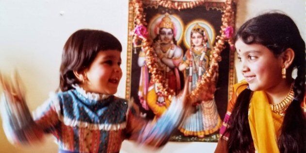 Henna Patel (right) celebrating Diwali with her little sister circa 1981.