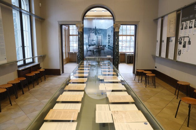 An exhibit of documents at the site of the Wannsee Conference, where leading members of Adolf Hitler's Third Reich met to agree on "The Final Solution of the Jewish Question," setting the Holocaust into motion.