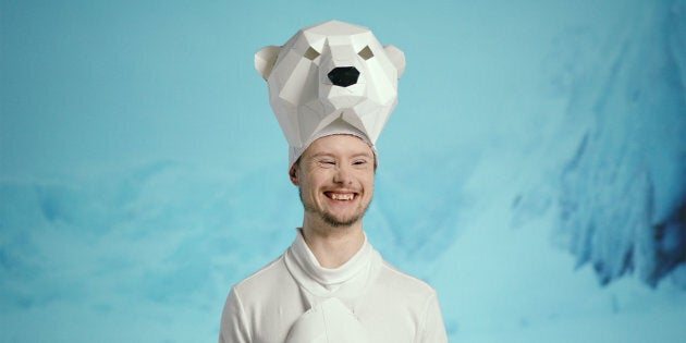 Dylan Harman plays a polar bear in the Canadian Down Syndrome Society's new campaign.