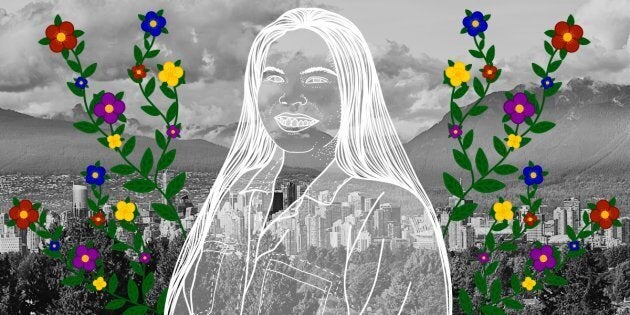 Adina Williams over the City of Vancouver. Portrait by Nalakwsis.