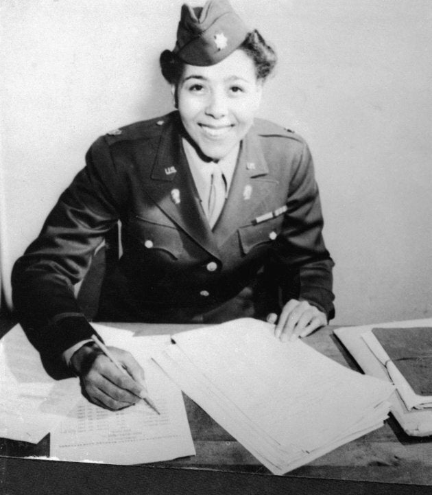 Maj. Charity Adams, commanding officer of the Women's Army Corps. Postal Battalion.