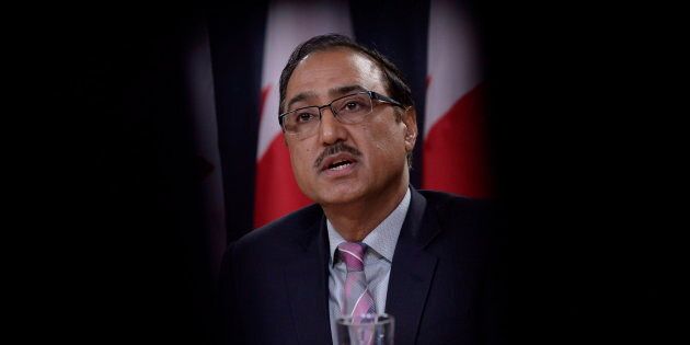 Natural Resources Minister Amarjeet Sohi addresses a news conference in Ottawa on Oct.3, 2018.