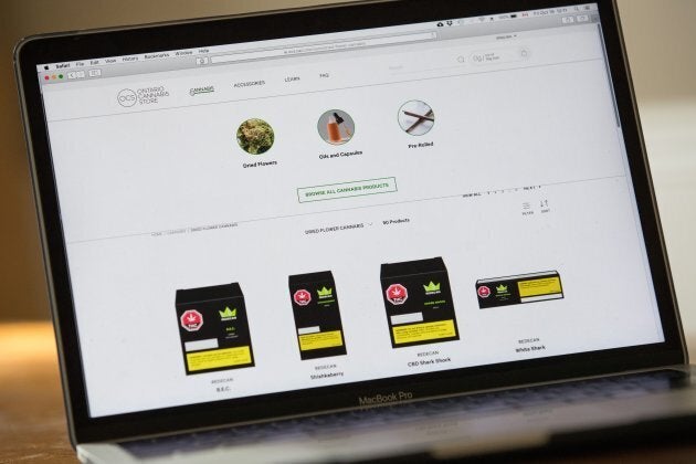 The Ontario Cannabis Store website on a laptop in Kingston, Ont., on Oct. 19, 2018.